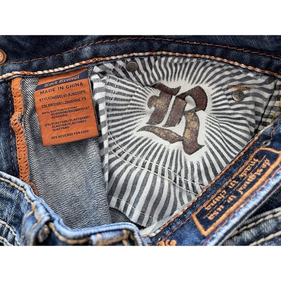 Rock Revival Capri Jeans Womens Size 29 Embroidered Distressed - Picture 10 of 14